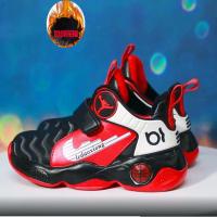 新款儿童运动鞋春秋冬季高帮棉鞋加绒皮面防水男中大童篮球鞋防滑 红色棉鞋 二棉加绒保暖 27码[内长16.8cm]