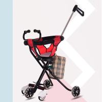 带娃溜娃遛娃神器四轮儿童三轮车婴幼儿手推车1-3-5-6岁轻便折叠 五轮黑色带坐垫车筐 无刹车