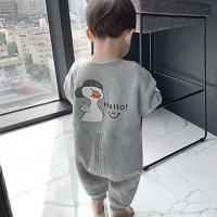 2020秋冬新款加厚男童连体家居服宝宝连体睡衣小童卡通防踢睡袋潮 灰色(春秋款) 73 建议身高52-58