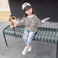 宝宝童装2021春秋新款女童卫衣豹纹洋气儿童T恤长袖打底衫上衣潮 豹纹卫衣 杏色 80