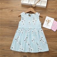 儿童唐装旗袍夏 2019新款 女童改良旗袍连衣裙子 小宝宝旗袍棉 小花朵连衣裙蓝色 90y(80cm)