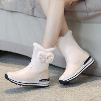 女童雪地靴加绒加厚中大童棉靴儿童短靴子学生防水防滑亲子棉鞋 白色 31