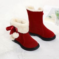 女童雪地靴公主雪地靴冬季棉鞋新款东北雪地靴加厚防滑一脚蹬棉鞋 酒红色A88 26码内长16cm