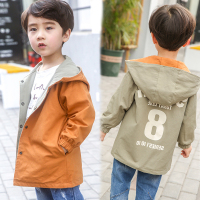 男童外套春装2020新款韩版儿童3-5-7岁男孩春秋中长款两面穿风衣9 军绿色加焦糖色 100码建议身高100cm左右