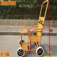 夏季藤餐椅手推车竹藤坐式宝宝轻便儿童车仿藤透气夏天婴儿小推车 直轮不带筐款[小号四轮]