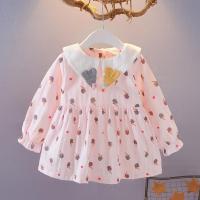 2020韩版长袖婴幼儿女童连衣裙1-2-3岁4-5女宝宝公主裙春秋装新款 粉红色 73 建议身高70厘米左右