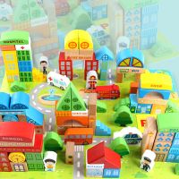 儿童积木头拼装益智早教玩具婴幼儿宝宝大颗粒木制积木男女孩拼图 100粒木质积木+60片拼图