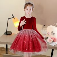 女童秋裙长袖加绒加厚洋气连衣裙秋季公主裙小女孩秋冬装儿童裙子 6669酒红色长袖 收藏关注优先发货 110 适合体重32