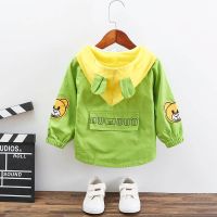 男童春季外套儿童棉布外套秋冬装小童风衣中小童帅气夹克上衣童装 绿色 春秋款 80