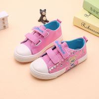 [防滑实心底]22~37女童帆布鞋女孩单鞋学生小白鞋2021春季新款 小熊特价粉色 偏小2码 36内长约20.8