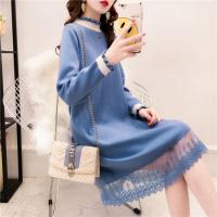 哺乳连衣裙秋季哺乳毛衣外出辣妈款产后时尚秋冬装新款喂奶衣服 蓝色 常规款[无哺乳口] M