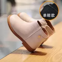 女童马丁靴中大童2021年新款春秋单鞋软底英伦风棉靴二棉真皮短靴 米白色单鞋 尺码偏小一码 建议拍大一码