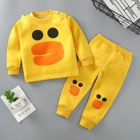 儿童保暖内衣套装加绒加厚婴幼儿冬季男女童小童装宝宝家居服睡衣 保暖-黄底大嘴鸭 80 (建议60-75CM)
