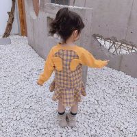 女宝宝连衣裙春装女童翅膀连衣裙秋款儿童韩版长袖上衣洋气裙子潮 黄色 80cm(建议身高约80cm)