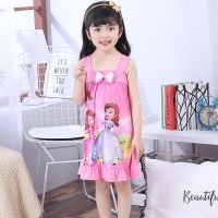 儿童睡衣夏季女童装睡裙公主连衣裙吊带小女孩宝宝大童可爱家居服 皇冠2公主粉红色 8码90cm-100cm