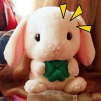 日本Loppy垂耳兔玩偶公仔毛绒玩具长耳兔子抱枕布娃娃送女生 白色抱四叶草 43厘米(中号)