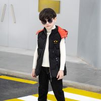 马甲男童,羽绒棉马甲 儿童马甲保暖背心坎肩 5~11岁 黑色 110 建议身高1米~1.1米