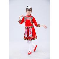 儿童少数民族表演服苗族土家族演出服广西壮族舞蹈服傣族葫芦丝男 女款（红色） 100cm