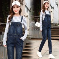 孕妇裤子牛仔裤春秋款2020新款潮妈外穿时尚宽松秋冬装背带裤秋装 蓝色(7008款)腹部可调大小 M