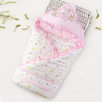 新生儿抱被秋冬款加厚保暖裹布包被初生宝宝婴儿冬季外出抱毯 粉色(全棉卡通抱被)90*90cm