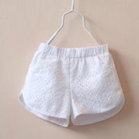 女童2021夏季镂空纯棉短裤宝宝休闲热裤子小中大童儿童沙滩裤外穿 白色 90
