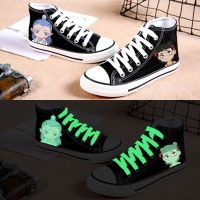 儿童帆布鞋男女童高帮2021春秋新款韩版学生休闲板鞋小童鞋涂鸦鞋 高帮黑哪吒和龙太子 送袜子夜光鞋带 31