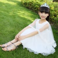 女童夏装连衣裙2020新款儿童装夏季蓬蓬裙子韩版中大童洋气公主裙 白色 (送皇冠) 110 (适合96-105cm)