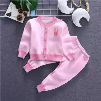 婴幼儿童装套装春秋款套装男女宝宝加绒婴幼儿童套装 粉色套装 90