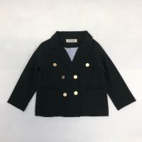 女童西装套装男女宝宝钢琴演出服礼服儿童英伦双排扣小西装两件套 黑色(单件西装) 100 建议90-100cm