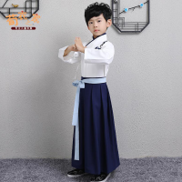 六一儿童节男童汉服儿童古装套装中国风女童演出服小孩汉元素服装 藏青色 100