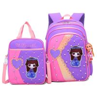 韩版防水儿童女孩小学生女生书包女12-34-56年级减负护脊女童书包 紫色[不礼品] 单独书包+[小号1-2年级]