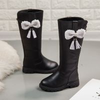 儿童靴子女秋冬新款2019韩版女童长靴加绒保暖女孩雪地靴防滑高筒 小公主567黑色- 28-码内长16.8CM