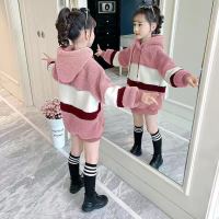 女童洋气外套秋冬装2019新款韩版毛呢儿童水貂绒加厚大童呢子上衣 绿色格子 春秋--薄款 110 适合身高100厘米