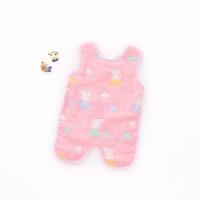 新生儿婴儿宝宝儿童睡觉防踢被大码纯棉连腿肚兜护肚围春夏秋冬 6层纱布 粉佩奇露背 连腿 80码(建议0-12个月)