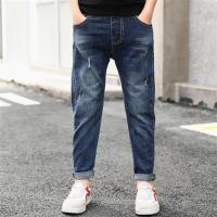 儿童牛仔裤男童12男15岁春秋款中大童裤子休闲小学生男孩童裤大童 深蓝色 120cm