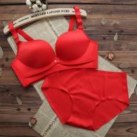 【本命年红色哺乳文胸套装】一片式孕妇喂奶内衣聚拢防下垂胸罩 红色 34/75