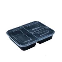 普拉塞(Plasser) 黑色一次性餐盒 150套三格 (箱)