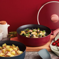 爱仕达CL26A11WG煎炒两炒锅电磁炉燃气灶可用炒锅 26cm煎炒多用锅 红色(CL26A11WG-R) 26cm