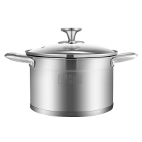 康巴赫304不锈钢汤锅家用煮拉面电磁炉燃气灶通用大容量22cm 咖啡色 TZC22A1