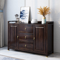 月影梳桐实木餐边柜茶水柜新中式乌金木置物柜鞋柜现代简约餐厅储物柜子