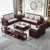 月影梳桐新中式实木沙发紫金檀木冬夏两用储物大户型高端现代别墅客厅家具