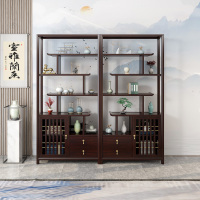 月影梳桐新中式实木博古架客厅隔断简约摆件装饰茶具多宝阁展示收纳置物架