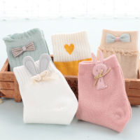 妙当当女童袜子纯棉春秋季款公主可爱超萌小女孩宝宝儿童中筒袜 TM混装MDD01(5双装袜子) 1-3岁S(建议脚长12-