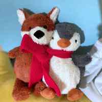 毛绒玩具ins网红丑萌玩偶翟潇闻企鹅公仔狐狸娃娃生日礼物可爱女 [企鹅狐狸]熙华锁死套餐 中号全长23CM