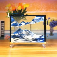 3D玻璃流沙画 时光沙漏创意 生日礼物新婚教师节送老师办公桌摆件 镜边/10寸黑白蓝+礼盒+礼袋 留言可免费写贺卡
