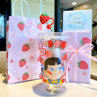 生日礼物新年女生闺蜜玻璃杯子少女心可爱送女朋友同学特别有意义 大头妹套装+精美包装