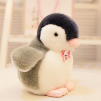 可爱超萌小企鹅公仔毛绒玩具玩布娃娃宝宝生日圣诞节礼物女孩 灰色公仔 35厘米有领结无声