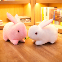 毛绒玩具兔子抱枕小白兔公仔玩偶生日儿童礼物可爱女孩床上布娃娃 情侣一对-吃草兔 33厘米(填充优质pp棉)