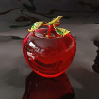 水晶苹果装饰品礼物保平安生日节日礼车载节创意汽车摆件新车圣诞 大号80三叶红苹果