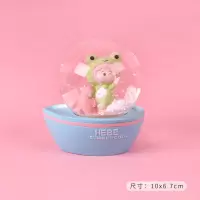 玻璃球水晶球摆件透明圆球梦幻转运少女创意女生闺蜜精致生日礼物 天蓝底绿青蛙